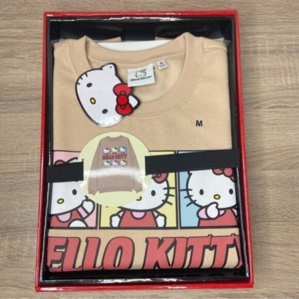 Hello Kitty Tan Crewneck Sweater Size M NWT